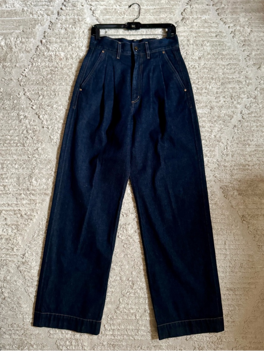Goldsign Dark Indigo Relaxed Pleated Jeans